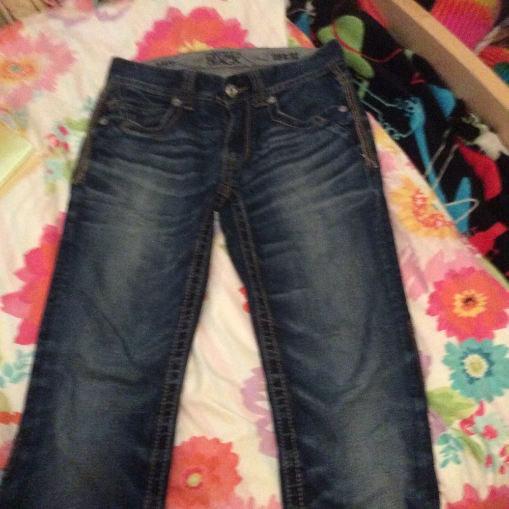 Buckle boot stretch jeans